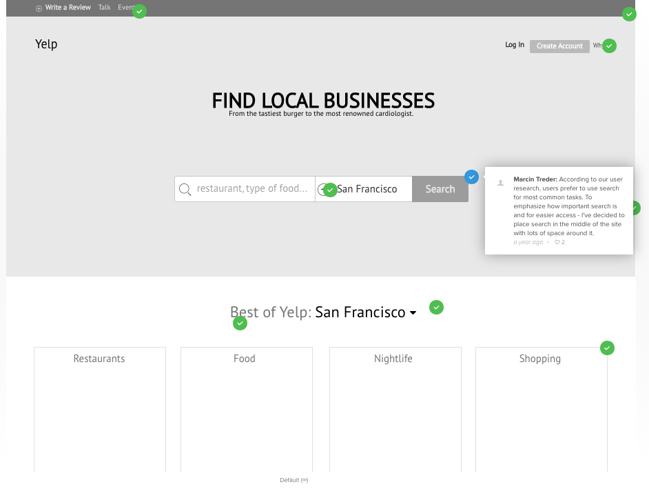 Yelp Redesign Lo-Fi Prototype (internal exercise)