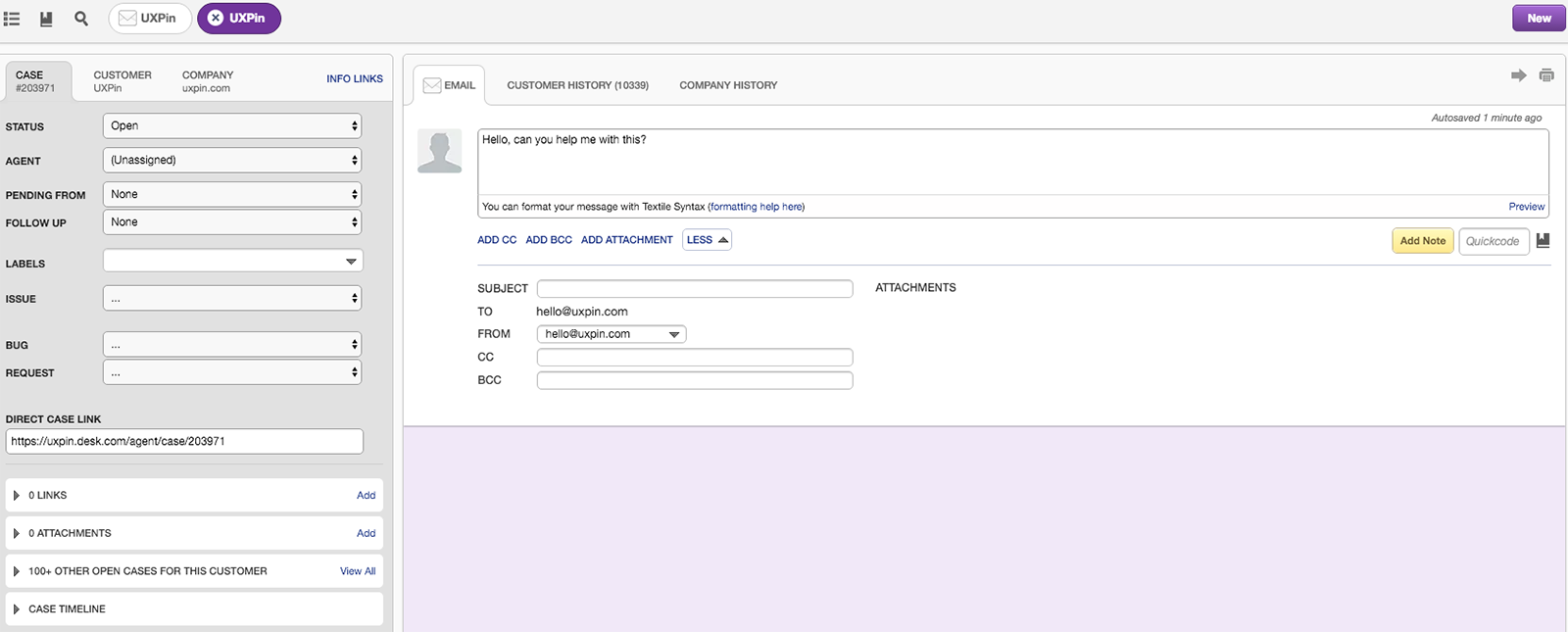 Issue tracking in Desk